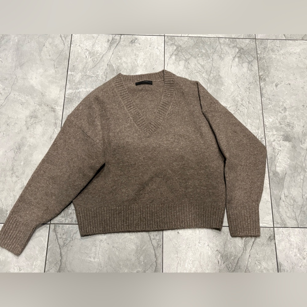 Zara V-Neck Cropped Brown Sweater
